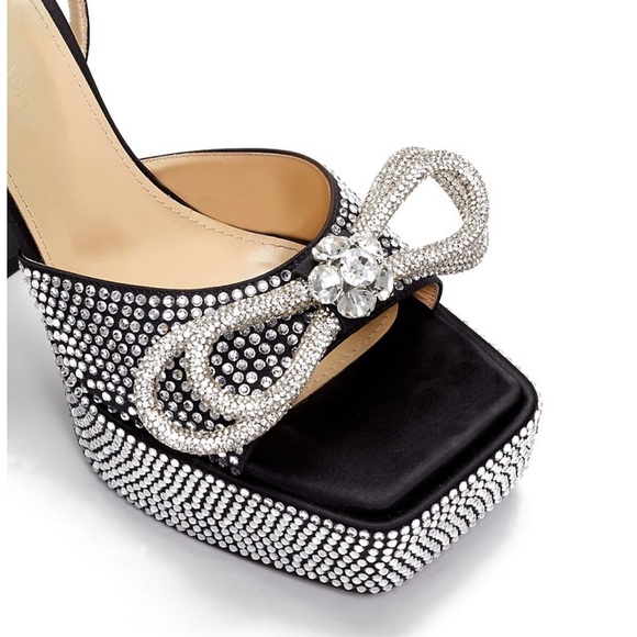 Mach&mach Double Bow Sparkly 140 Silk Ankle-Strap Sandals - Picture 3 of 12